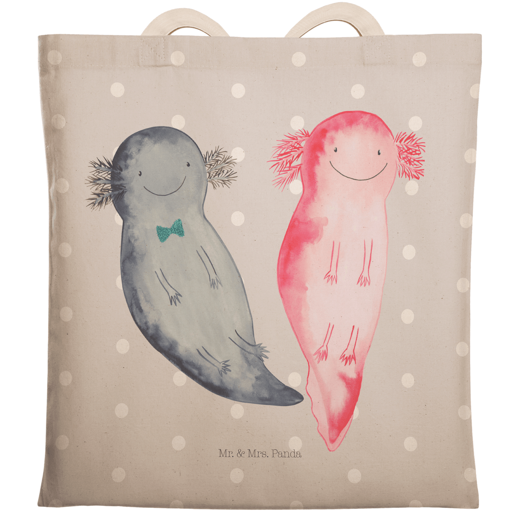 Einkaufstasche Axolotl Axel+Lotte Tragetasche, Tasche, Beutel, Stofftasche, Baumwolltasche, Umhängetasche, Shopper, Axolotl, Molch, Axolot, Schwanzlurch, Lurch, Lurche, Liebe, große Liebe, Liebesbeweis, Freund, Verlobter, Ehemann, Jahrestag, Valentinstag