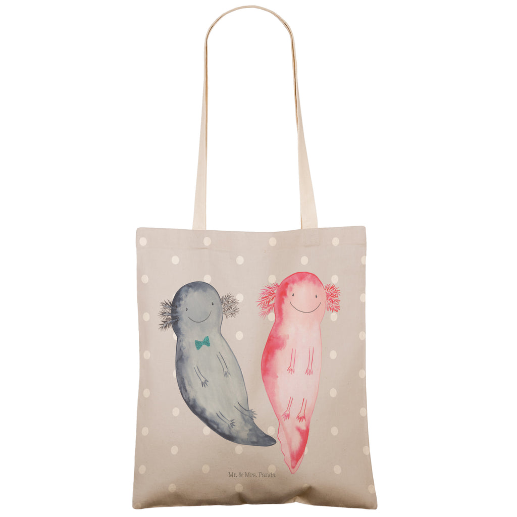 Einkaufstasche Axolotl Axel+Lotte Tragetasche, Tasche, Beutel, Stofftasche, Baumwolltasche, Umhängetasche, Shopper, Axolotl, Molch, Axolot, Schwanzlurch, Lurch, Lurche, Liebe, große Liebe, Liebesbeweis, Freund, Verlobter, Ehemann, Jahrestag, Valentinstag
