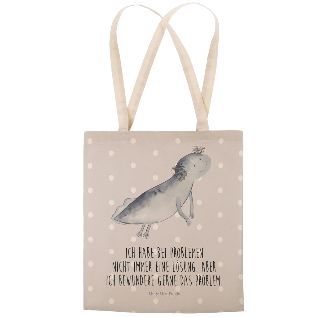 Einkaufstasche Axolotl schwimmt Tragetasche, Tasche, Beutel, Stofftasche, Baumwolltasche, Umhängetasche, Shopper, Axolotl, Molch, Axolot, Schwanzlurch, Lurch, Lurche, Problem, Probleme, Lösungen, Motivation