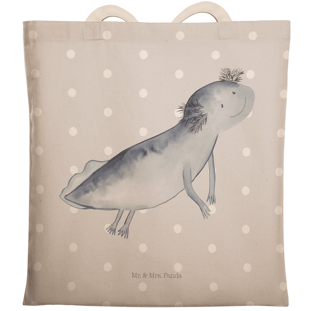 Einkaufstasche Axolotl schwimmt Tragetasche, Tasche, Beutel, Stofftasche, Baumwolltasche, Umhängetasche, Shopper, Axolotl, Molch, Axolot, Schwanzlurch, Lurch, Lurche, Problem, Probleme, Lösungen, Motivation