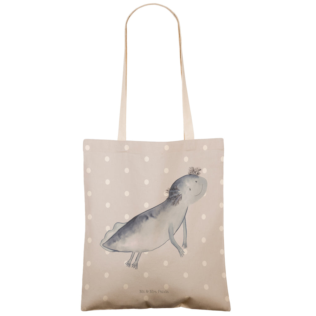 Einkaufstasche Axolotl schwimmt Tragetasche, Tasche, Beutel, Stofftasche, Baumwolltasche, Umhängetasche, Shopper, Axolotl, Molch, Axolot, Schwanzlurch, Lurch, Lurche, Problem, Probleme, Lösungen, Motivation