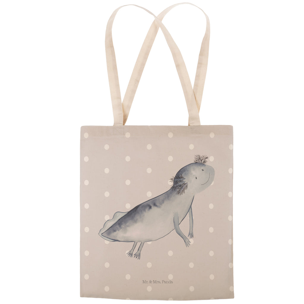 Einkaufstasche Axolotl schwimmt Tragetasche, Tasche, Beutel, Stofftasche, Baumwolltasche, Umhängetasche, Shopper, Axolotl, Molch, Axolot, Schwanzlurch, Lurch, Lurche, Problem, Probleme, Lösungen, Motivation