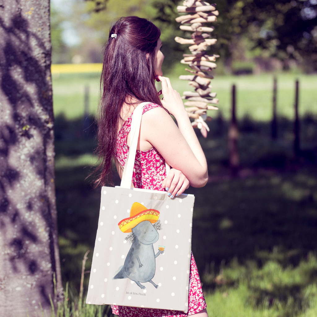 Einkaufstasche Axolotl Tequila Tragetasche, Tasche, Beutel, Stofftasche, Baumwolltasche, Umhängetasche, Shopper, Axolotl, Molch, Mexico, Mexiko, Sombrero, Zitrone, Tequila, Motivation, Spruch, Schwanzlurch, Lurch, Lurche, Axolot, Feuerdrache, Feuersalamander
