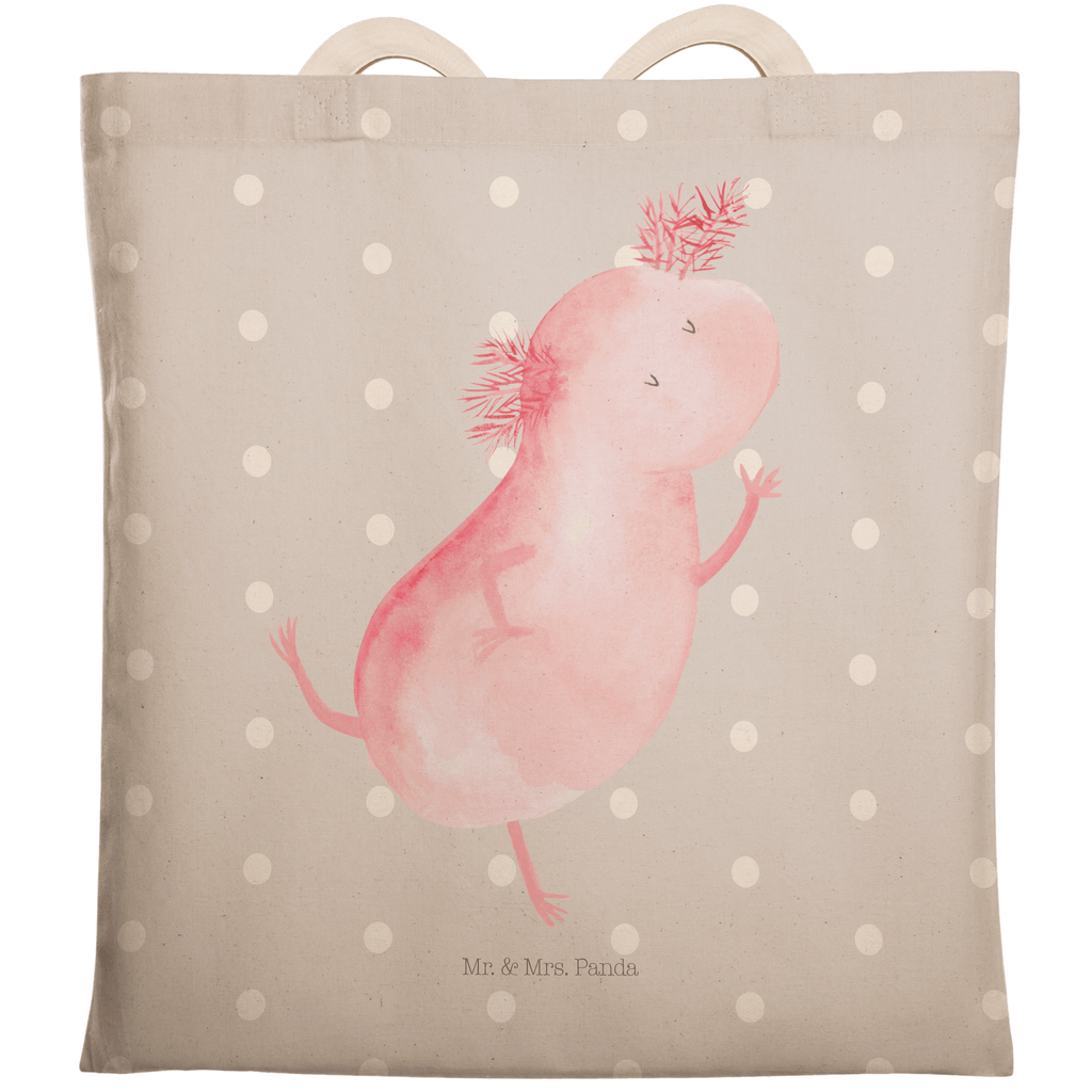Einkaufstasche Axolotl tanzt Tragetasche, Tasche, Beutel, Stofftasche, Baumwolltasche, Umhängetasche, Shopper, Axolotl, Molch, Axolot, Schwanzlurch, Lurch, Lurche, Dachschaden, Sterne, verrückt, Freundin, beste Freundin