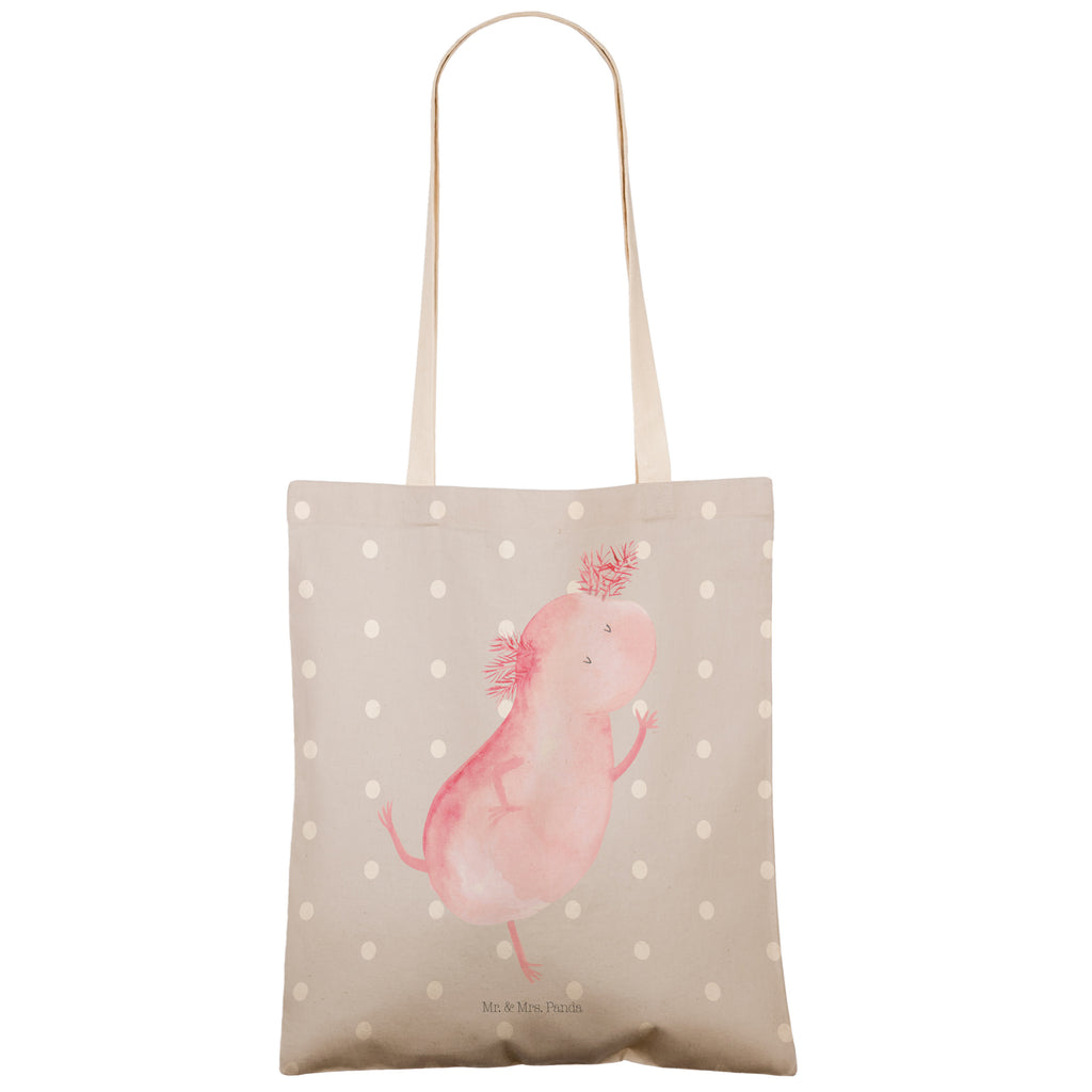 Einkaufstasche Axolotl tanzt Tragetasche, Tasche, Beutel, Stofftasche, Baumwolltasche, Umhängetasche, Shopper, Axolotl, Molch, Axolot, Schwanzlurch, Lurch, Lurche, Dachschaden, Sterne, verrückt, Freundin, beste Freundin