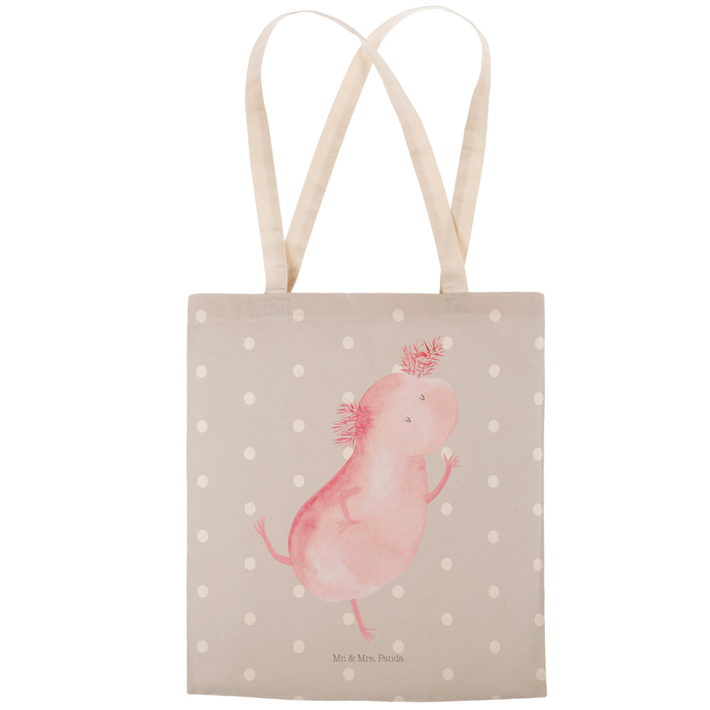 Einkaufstasche Axolotl tanzt Tragetasche, Tasche, Beutel, Stofftasche, Baumwolltasche, Umhängetasche, Shopper, Axolotl, Molch, Axolot, Schwanzlurch, Lurch, Lurche, Dachschaden, Sterne, verrückt, Freundin, beste Freundin