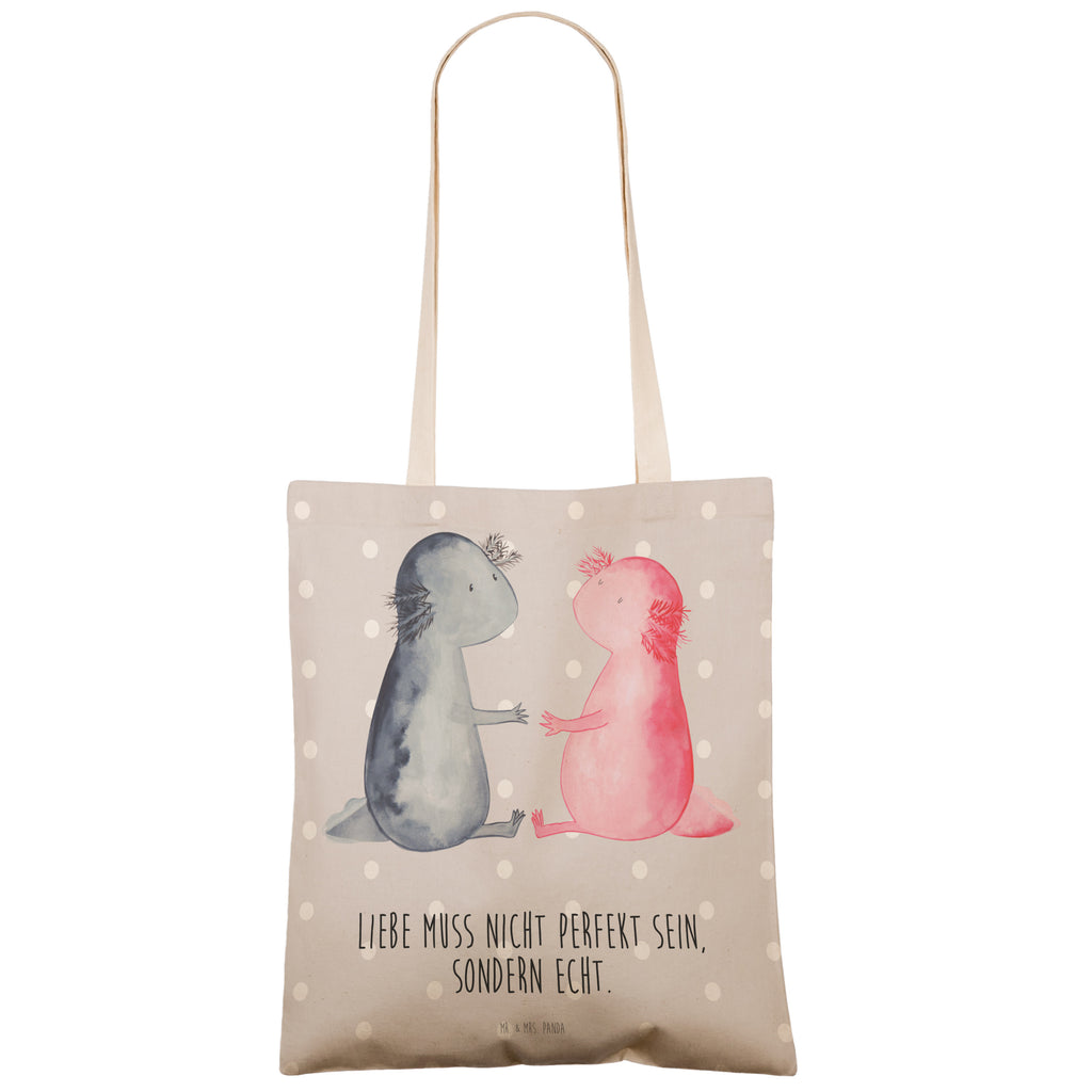Einkaufstasche Axolotl Liebe Tragetasche, Tasche, Beutel, Stofftasche, Baumwolltasche, Umhängetasche, Shopper, Axolotl, Molch, Axolot, Schwanzlurch, Lurch, Lurche, Liebe, große Liebe, Liebesbeweis, Freund, Verlobter, Ehemann, Jahrestag, Valentinstag