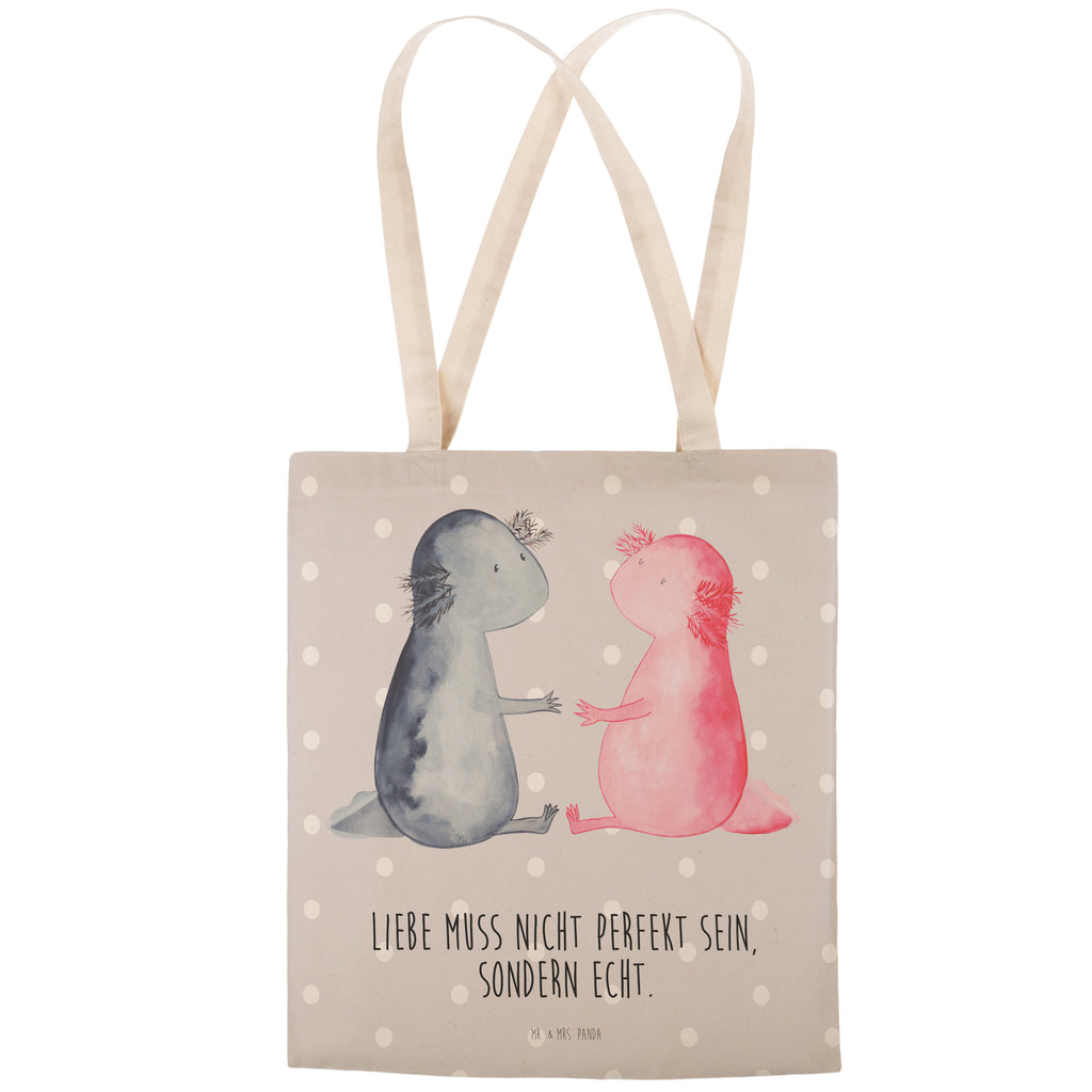 Einkaufstasche Axolotl Liebe Tragetasche, Tasche, Beutel, Stofftasche, Baumwolltasche, Umhängetasche, Shopper, Axolotl, Molch, Axolot, Schwanzlurch, Lurch, Lurche, Liebe, große Liebe, Liebesbeweis, Freund, Verlobter, Ehemann, Jahrestag, Valentinstag