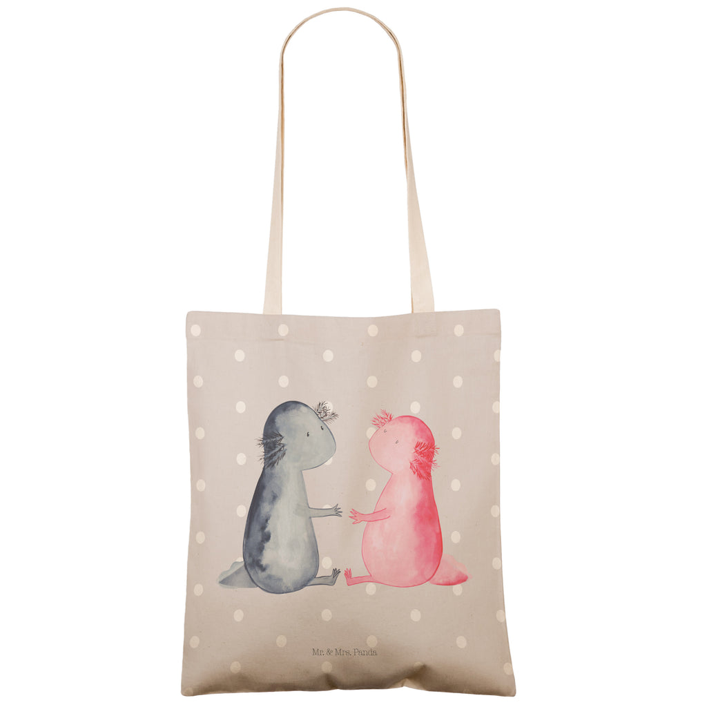Einkaufstasche Axolotl Liebe Tragetasche, Tasche, Beutel, Stofftasche, Baumwolltasche, Umhängetasche, Shopper, Axolotl, Molch, Axolot, Schwanzlurch, Lurch, Lurche, Liebe, große Liebe, Liebesbeweis, Freund, Verlobter, Ehemann, Jahrestag, Valentinstag