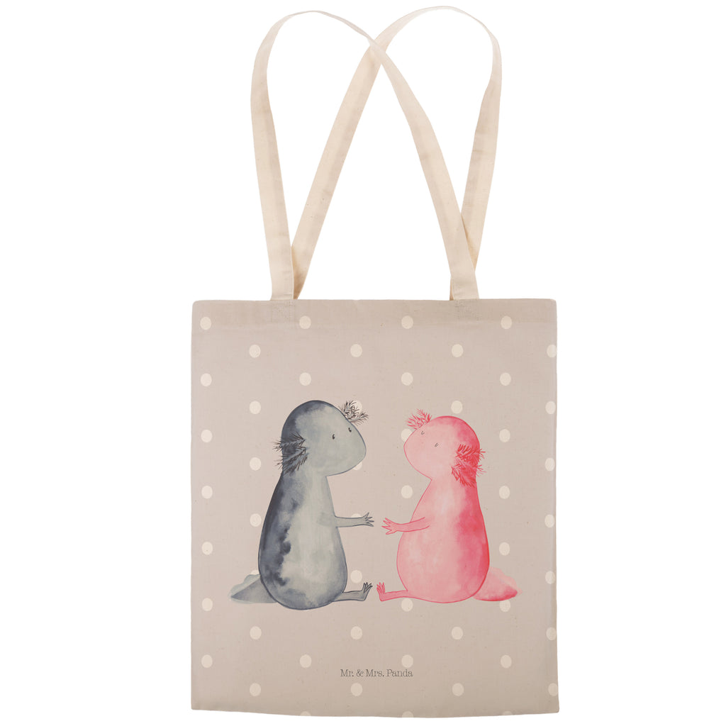 Einkaufstasche Axolotl Liebe Tragetasche, Tasche, Beutel, Stofftasche, Baumwolltasche, Umhängetasche, Shopper, Axolotl, Molch, Axolot, Schwanzlurch, Lurch, Lurche, Liebe, große Liebe, Liebesbeweis, Freund, Verlobter, Ehemann, Jahrestag, Valentinstag