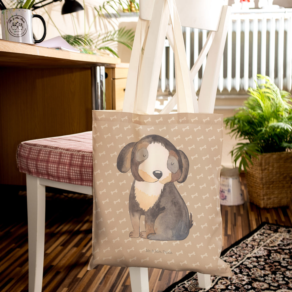 Einkaufstasche Hund entspannt Tragetasche, Tasche, Beutel, Stofftasche, Baumwolltasche, Umhängetasche, Shopper, Hund, Hundemotiv, Haustier, Hunderasse, Tierliebhaber, Hundebesitzer, Sprüche, schwarzer Hund, Hundeliebe, Liebe, Hundeglück