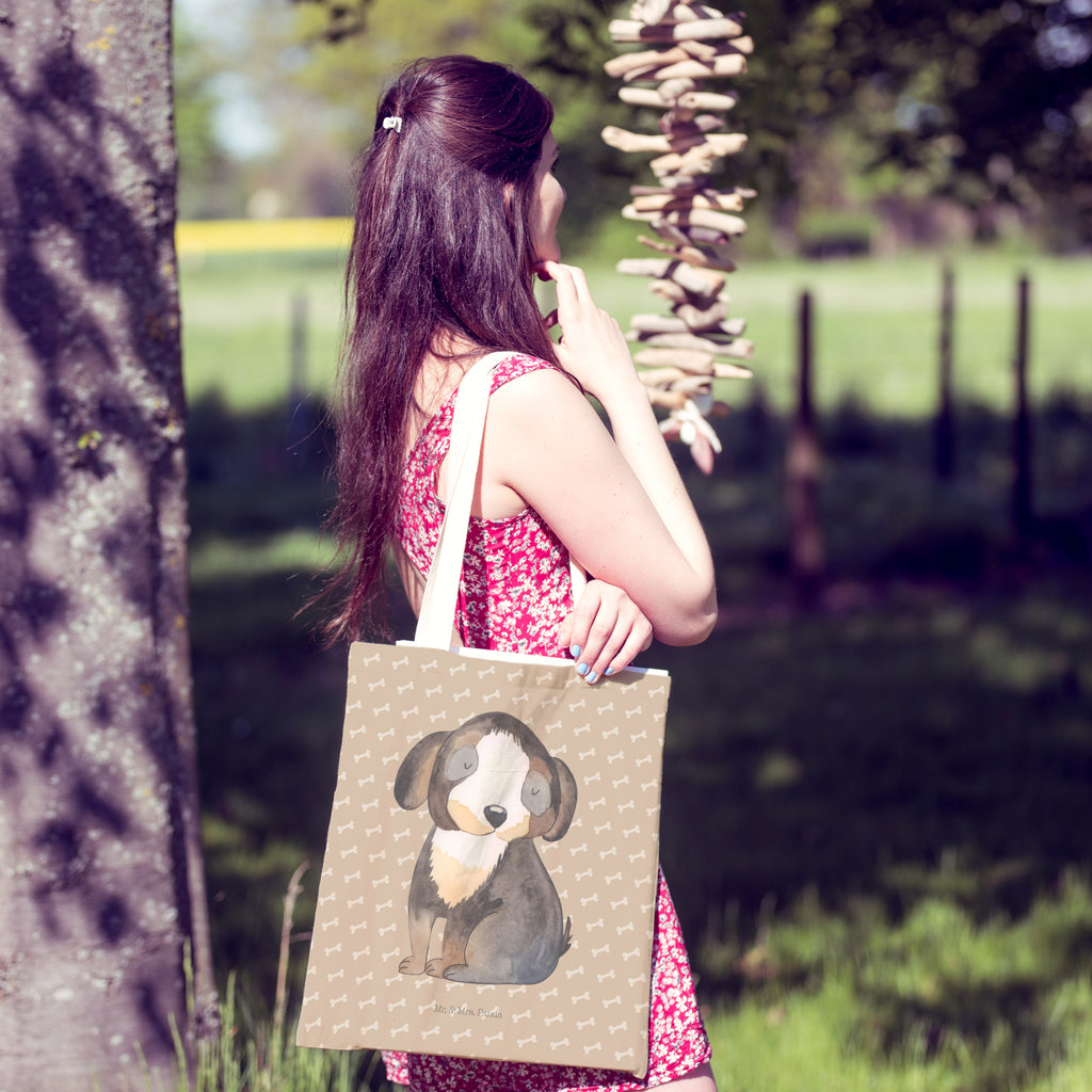 Einkaufstasche Hund entspannt Tragetasche, Tasche, Beutel, Stofftasche, Baumwolltasche, Umhängetasche, Shopper, Hund, Hundemotiv, Haustier, Hunderasse, Tierliebhaber, Hundebesitzer, Sprüche, schwarzer Hund, Hundeliebe, Liebe, Hundeglück