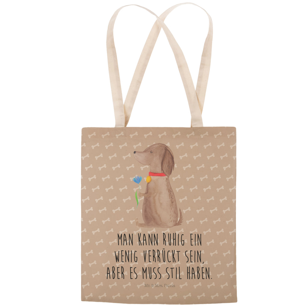 Einkaufstasche Hund Blume Tragetasche, Tasche, Beutel, Stofftasche, Baumwolltasche, Umhängetasche, Shopper, Hund, Hundemotiv, Haustier, Hunderasse, Tierliebhaber, Hundebesitzer, Sprüche, Hunde, Frauchen, Hundeliebe