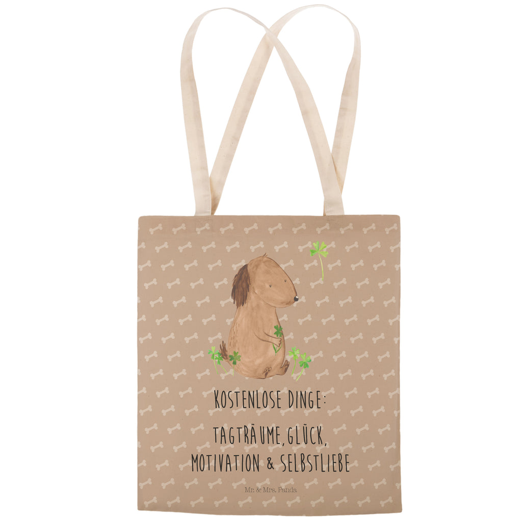 Einkaufstasche Hund Kleeblatt Tragetasche, Tasche, Beutel, Stofftasche, Baumwolltasche, Umhängetasche, Shopper, Hund, Hundemotiv, Haustier, Hunderasse, Tierliebhaber, Hundebesitzer, Sprüche, Kleeblatt, Glück, Tagträume, Motivation, Neuanfang, Geschenk, Glücksbringer, Selbstliebe, Achtsamkeit