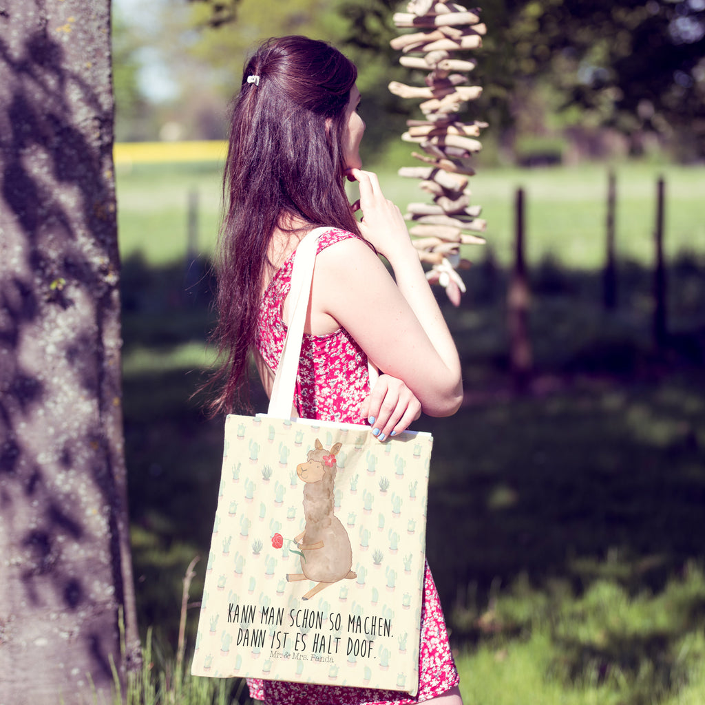 Einkaufstasche Alpaka Blume Tragetasche, Tasche, Beutel, Stofftasche, Baumwolltasche, Umhängetasche, Shopper, Alpaka, Lama, Blume, Lamas, Alpaka Zitat, Alpaka Spruch, Alpaka Dekor, Alpaka Geschenk, Alpaka Dekoration, Alpaka Witz, Motiv Alpaka
