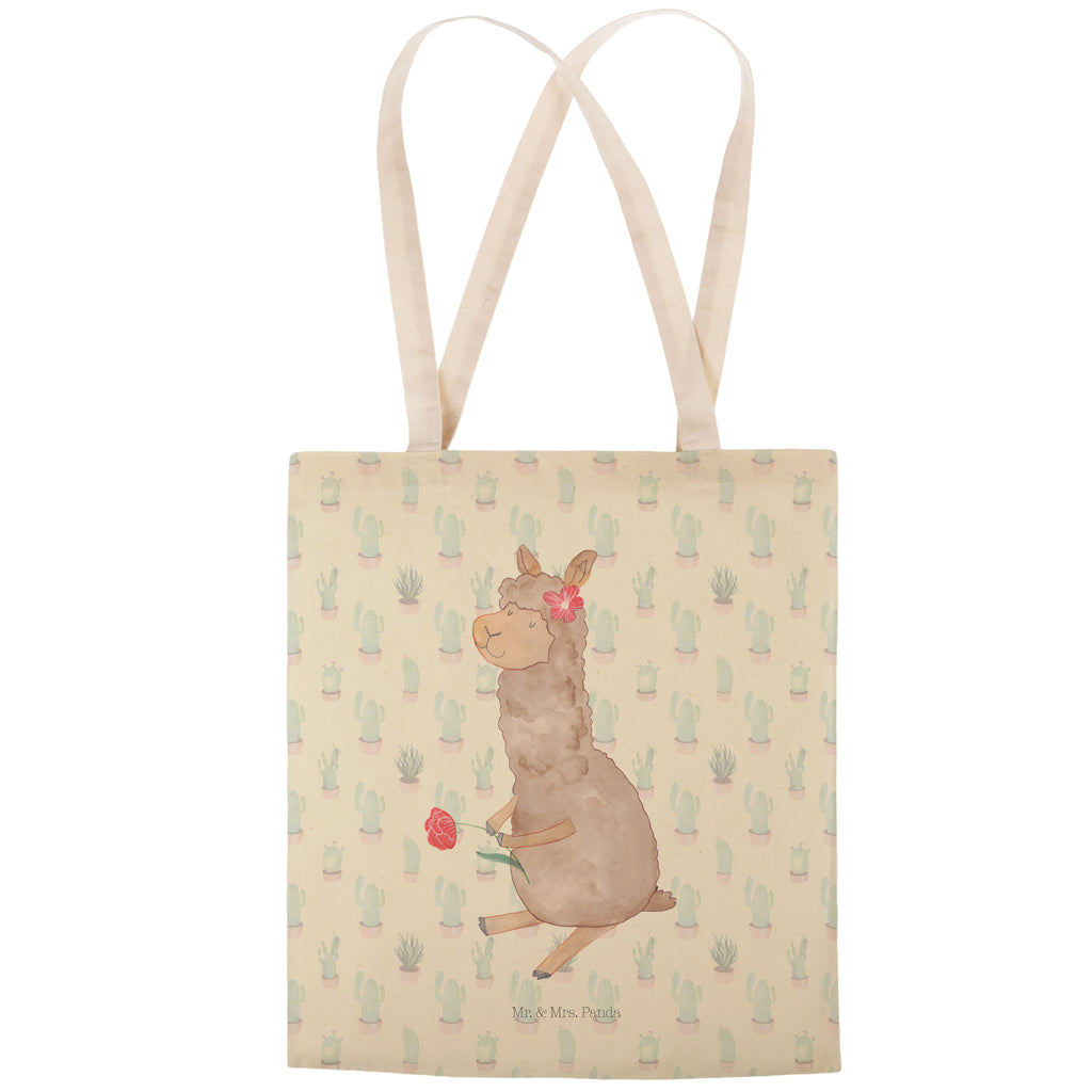 Einkaufstasche Alpaka Blume Tragetasche, Tasche, Beutel, Stofftasche, Baumwolltasche, Umhängetasche, Shopper, Alpaka, Lama, Blume, Lamas, Alpaka Zitat, Alpaka Spruch, Alpaka Dekor, Alpaka Geschenk, Alpaka Dekoration, Alpaka Witz, Motiv Alpaka