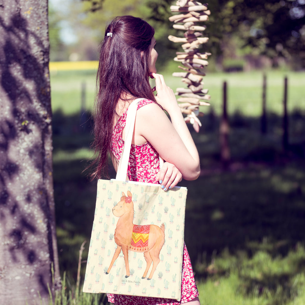 Einkaufstasche Alpaka stolz Tragetasche, Tasche, Beutel, Stofftasche, Baumwolltasche, Umhängetasche, Shopper, Alpaka, Lama