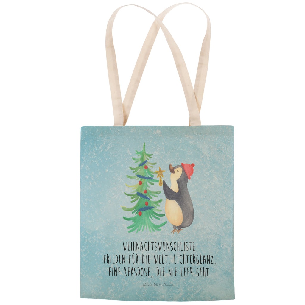 Einkaufstasche Pinguin Weihnachtsbaum Tragetasche, Tasche, Beutel, Stofftasche, Baumwolltasche, Umhängetasche, Shopper, Winter, Weihnachten, Weihnachtsdeko, Nikolaus, Advent, Heiligabend, Wintermotiv, Pinguin