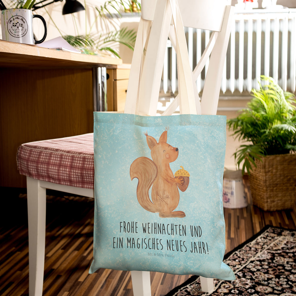 Einkaufstasche Eichhörnchen Weihnachtszeit Tragetasche, Tasche, Beutel, Stofftasche, Baumwolltasche, Umhängetasche, Shopper, Winter, Weihnachten, Weihnachtsdeko, Nikolaus, Advent, Heiligabend, Wintermotiv, Frohe Weihnachten, Frohes neues Jahr, Guten Rutsch, Weihnachtsmotiv, Weihnachtsgruß, Neujahr, Vogel