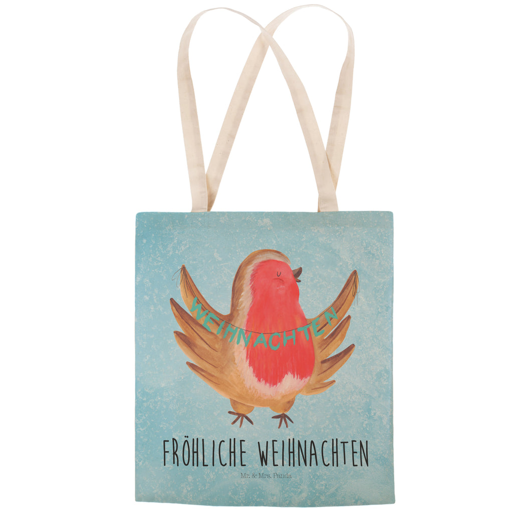 Einkaufstasche Rotkehlchen Weihnachten Tragetasche, Tasche, Beutel, Stofftasche, Baumwolltasche, Umhängetasche, Shopper, Winter, Weihnachten, Weihnachtsdeko, Nikolaus, Advent, Heiligabend, Wintermotiv, Frohe Weihnachten, Weihnachtsmotiv, Weihnachtsgruß, Vogel, xmas
