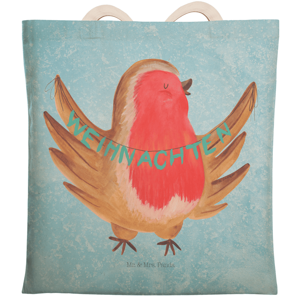 Einkaufstasche Rotkehlchen Weihnachten Tragetasche, Tasche, Beutel, Stofftasche, Baumwolltasche, Umhängetasche, Shopper, Winter, Weihnachten, Weihnachtsdeko, Nikolaus, Advent, Heiligabend, Wintermotiv, Frohe Weihnachten, Weihnachtsmotiv, Weihnachtsgruß, Vogel, xmas