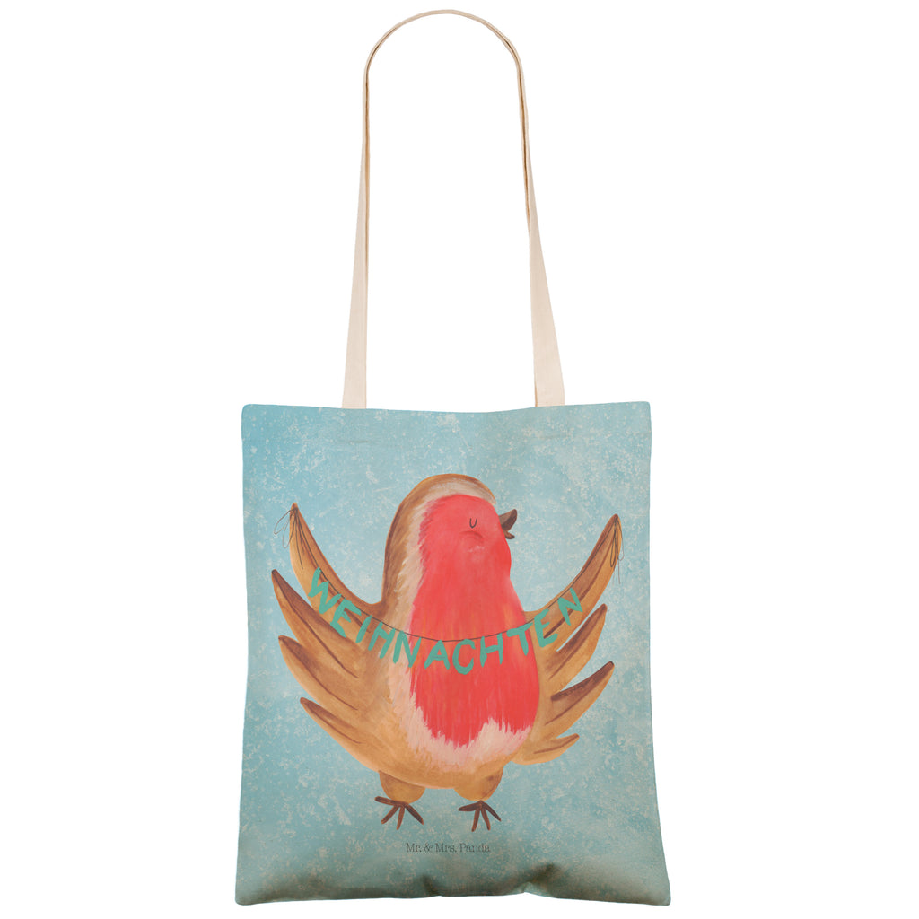 Einkaufstasche Rotkehlchen Weihnachten Tragetasche, Tasche, Beutel, Stofftasche, Baumwolltasche, Umhängetasche, Shopper, Winter, Weihnachten, Weihnachtsdeko, Nikolaus, Advent, Heiligabend, Wintermotiv, Frohe Weihnachten, Weihnachtsmotiv, Weihnachtsgruß, Vogel, xmas