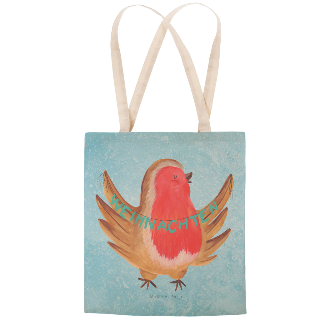 Einkaufstasche Rotkehlchen Weihnachten Tragetasche, Tasche, Beutel, Stofftasche, Baumwolltasche, Umhängetasche, Shopper, Winter, Weihnachten, Weihnachtsdeko, Nikolaus, Advent, Heiligabend, Wintermotiv, Frohe Weihnachten, Weihnachtsmotiv, Weihnachtsgruß, Vogel, xmas