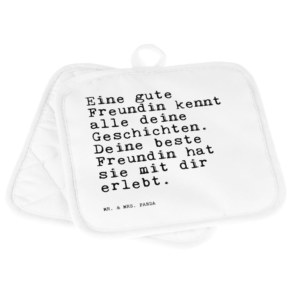 2er Set Topflappen  Sprüche und Zitate Eine gute Freundin kennt alle deine Geschichten. Deine beste Freundin hat sie mit dir erlebt. Topflappen, Topfuntersetzer, Ofenhandschuh, Topflappen Set, Topflappen lustig, Topflappen mit Spruch, Spruch, Sprüche, lustig, Weisheiten, Zitate, Spruch Sprüche Weisheiten Zitate Lustig Weisheit Worte