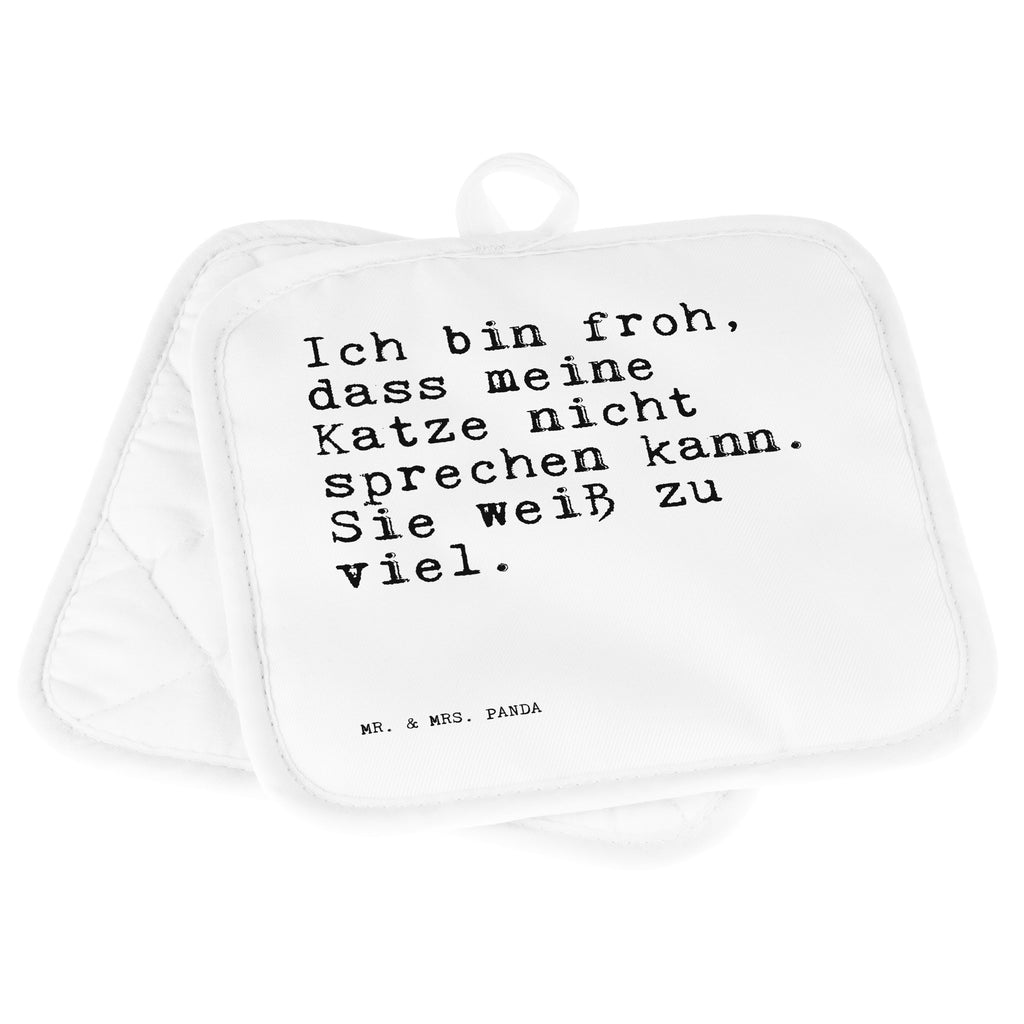 2er Set Topflappen  Sprüche und Zitate Ich bin froh, dass meine Katze nicht sprechen kann. Sie weiß zu viel. Topflappen, Topfuntersetzer, Ofenhandschuh, Topflappen Set, Topflappen lustig, Topflappen mit Spruch, Spruch, Sprüche, lustig, Weisheiten, Zitate, Spruch Sprüche Weisheiten Zitate Lustig Weisheit Worte
