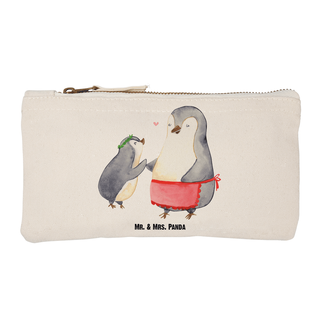 Schminktasche Pinguin mit Kind Schminktasche, Kosmetiktasche, Kosmetikbeutel, Stiftemäppchen, Etui, Federmappe, Makeup, XXL, Schminketui, Kosmetiketui, Schlamperetui, Familie, Vatertag, Muttertag, Bruder, Schwester, Mama, Papa, Oma, Opa, Geschenk, Mami, Mutti, Mutter, Geburststag