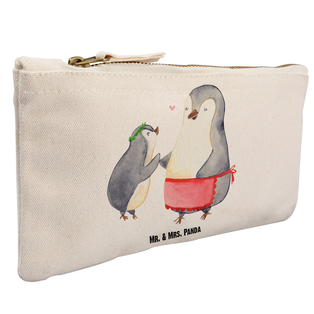Schminktasche Pinguin mit Kind Schminktasche, Kosmetiktasche, Kosmetikbeutel, Stiftemäppchen, Etui, Federmappe, Makeup, XXL, Schminketui, Kosmetiketui, Schlamperetui, Familie, Vatertag, Muttertag, Bruder, Schwester, Mama, Papa, Oma, Opa, Geschenk, Mami, Mutti, Mutter, Geburststag