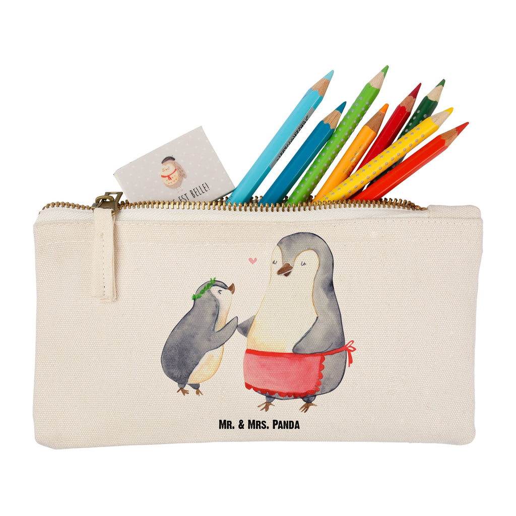 Schminktasche Pinguin mit Kind Schminktasche, Kosmetiktasche, Kosmetikbeutel, Stiftemäppchen, Etui, Federmappe, Makeup, XXL, Schminketui, Kosmetiketui, Schlamperetui, Familie, Vatertag, Muttertag, Bruder, Schwester, Mama, Papa, Oma, Opa, Geschenk, Mami, Mutti, Mutter, Geburststag