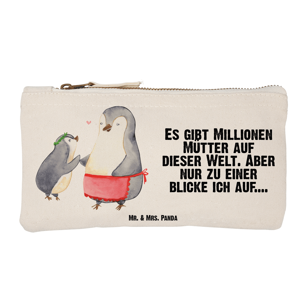 Schminktasche Pinguin mit Kind Schminktasche, Kosmetiktasche, Kosmetikbeutel, Stiftemäppchen, Etui, Federmappe, Makeup, XXL, Schminketui, Kosmetiketui, Schlamperetui, Familie, Vatertag, Muttertag, Bruder, Schwester, Mama, Papa, Oma, Opa, Geschenk, Mami, Mutti, Mutter, Geburststag