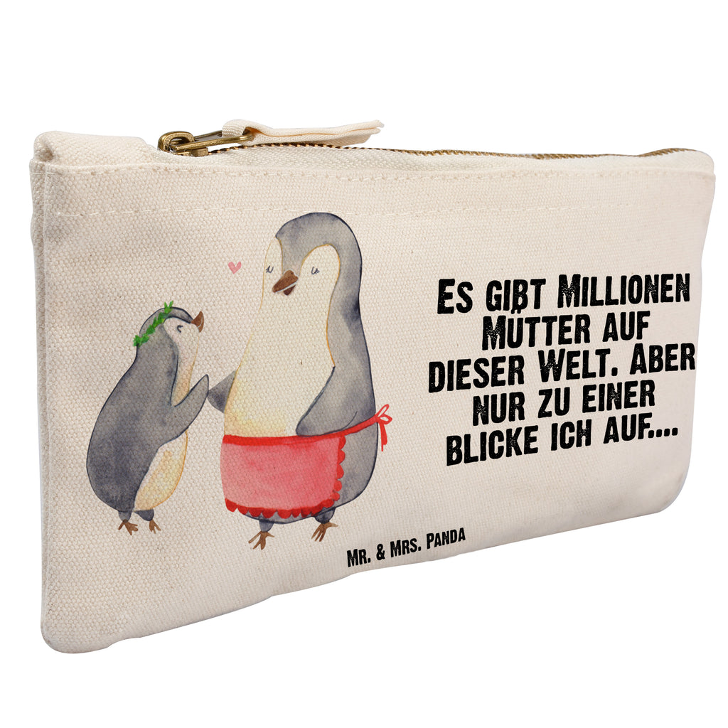 Schminktasche Pinguin mit Kind Schminktasche, Kosmetiktasche, Kosmetikbeutel, Stiftemäppchen, Etui, Federmappe, Makeup, XXL, Schminketui, Kosmetiketui, Schlamperetui, Familie, Vatertag, Muttertag, Bruder, Schwester, Mama, Papa, Oma, Opa, Geschenk, Mami, Mutti, Mutter, Geburststag