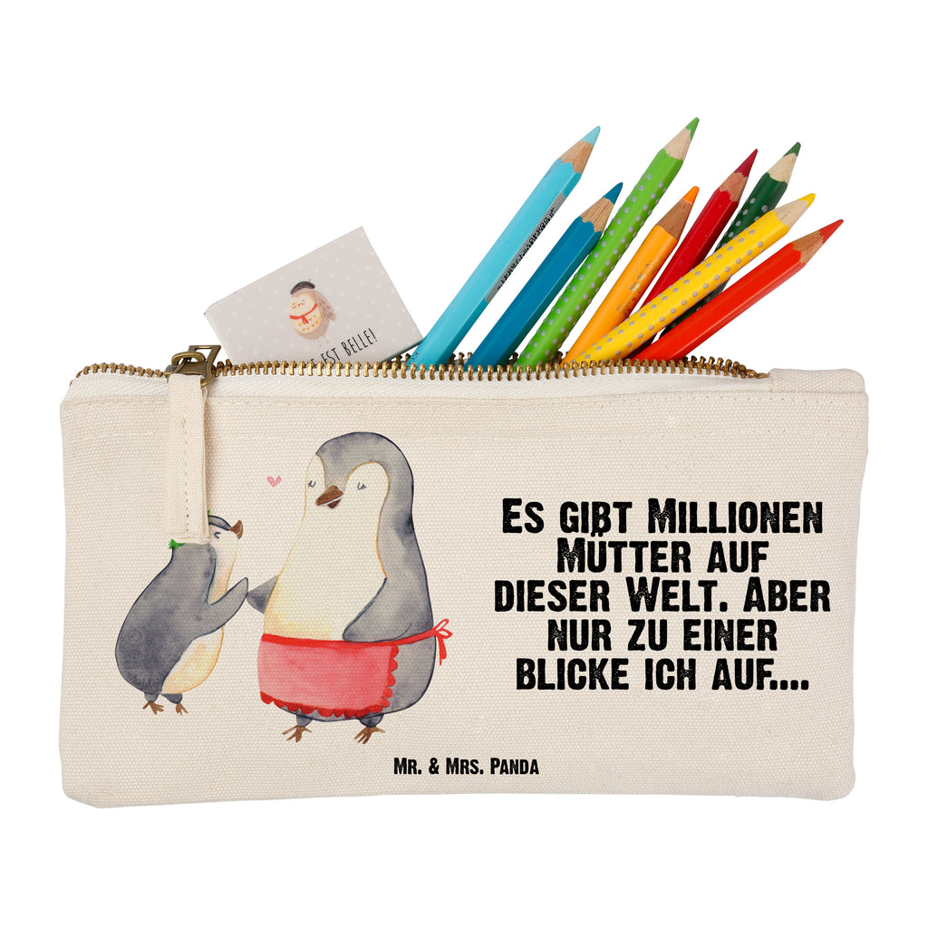 Schminktasche Pinguin mit Kind Schminktasche, Kosmetiktasche, Kosmetikbeutel, Stiftemäppchen, Etui, Federmappe, Makeup, XXL, Schminketui, Kosmetiketui, Schlamperetui, Familie, Vatertag, Muttertag, Bruder, Schwester, Mama, Papa, Oma, Opa, Geschenk, Mami, Mutti, Mutter, Geburststag