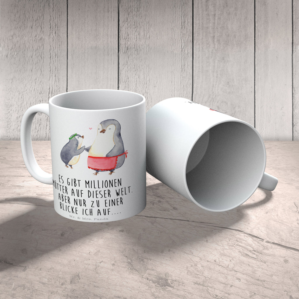 Tasse Pinguin mit Kind Becher, Kaffeetasse, Kaffeebecher, Tee, Frühstück, Büro, Familie, Vatertag, Muttertag, Bruder, Schwester, Mama, Papa, Oma, Opa, Geschenk, Mami, Mutti, Mutter, Geburststag