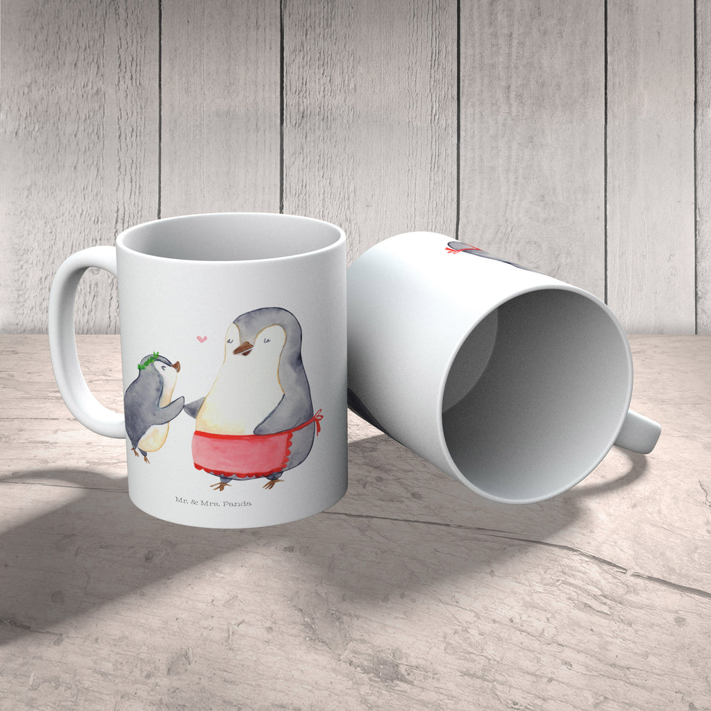 Tasse Pinguin mit Kind Becher, Kaffeetasse, Kaffeebecher, Tee, Frühstück, Büro, Familie, Vatertag, Muttertag, Bruder, Schwester, Mama, Papa, Oma, Opa, Geschenk, Mami, Mutti, Mutter, Geburststag