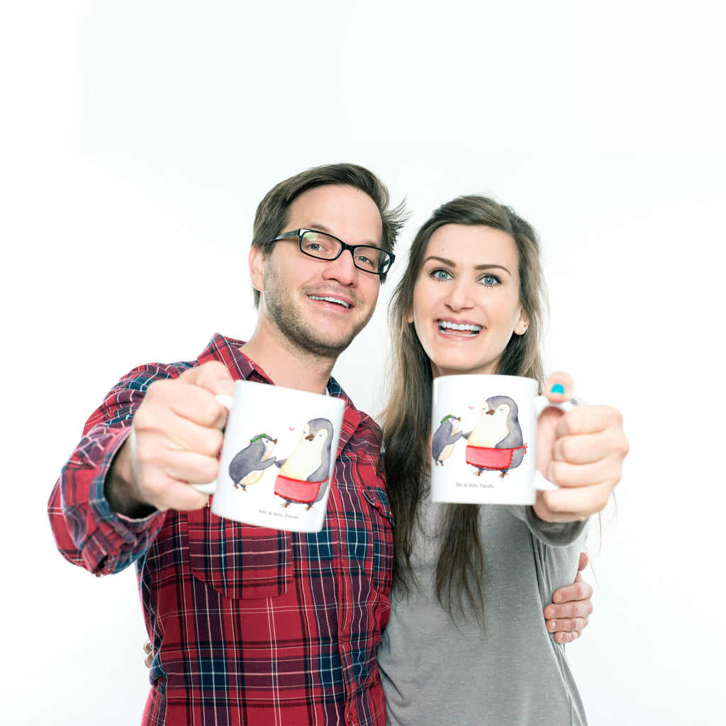 Tasse Pinguin mit Kind Becher, Kaffeetasse, Kaffeebecher, Tee, Frühstück, Büro, Familie, Vatertag, Muttertag, Bruder, Schwester, Mama, Papa, Oma, Opa, Geschenk, Mami, Mutti, Mutter, Geburststag
