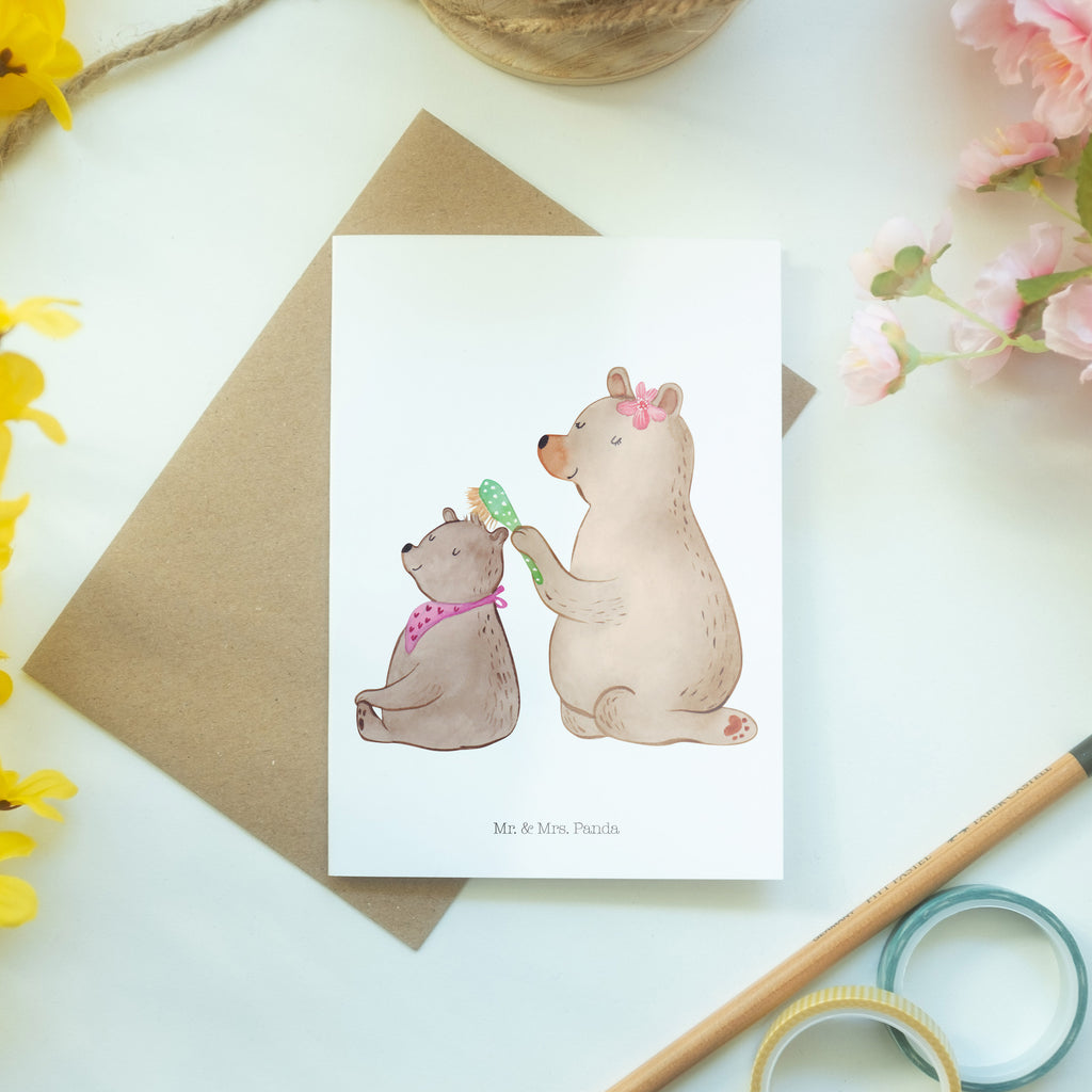 Grußkarte Bär mit Kind Klappkarte, Einladungskarte, Glückwunschkarte, Hochzeitskarte, Geburtstagskarte, Karte, Familie, Vatertag, Muttertag, Bruder, Schwester, Mama, Papa, Oma, Opa, Geschenk, Mutti, Mutter