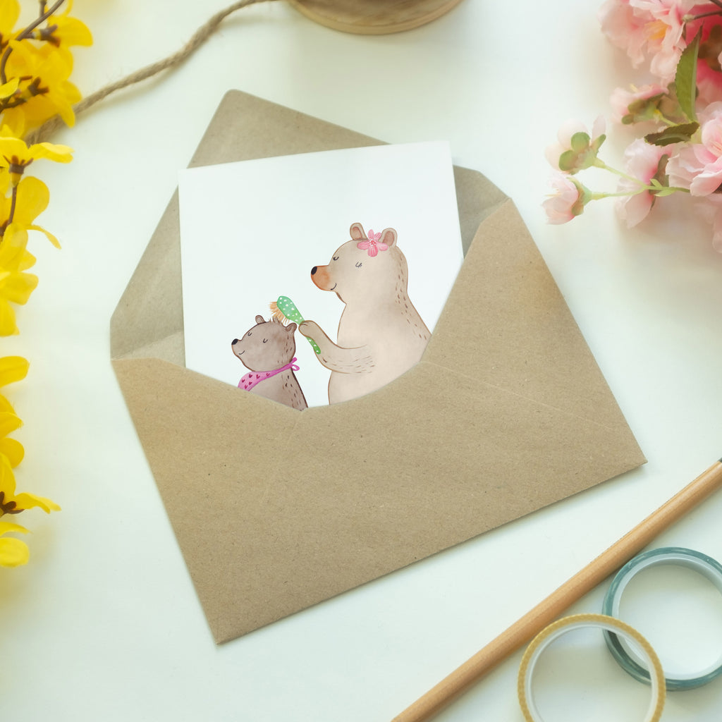 Grußkarte Bär mit Kind Klappkarte, Einladungskarte, Glückwunschkarte, Hochzeitskarte, Geburtstagskarte, Karte, Familie, Vatertag, Muttertag, Bruder, Schwester, Mama, Papa, Oma, Opa, Geschenk, Mutti, Mutter