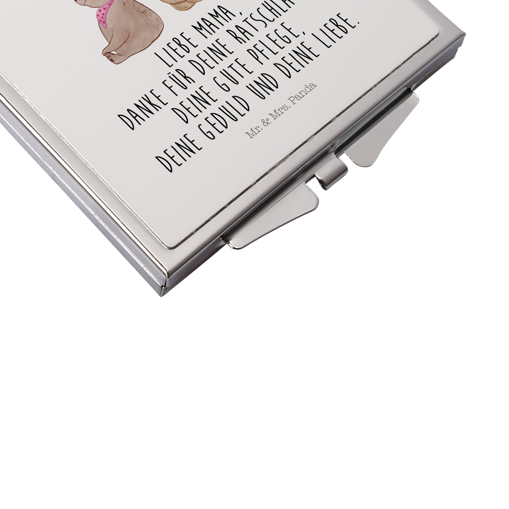 Handtaschenspiegel quadratisch Bär mit Kind Spiegel, Handtasche, Quadrat, silber, schminken, Schminkspiegel, Familie, Vatertag, Muttertag, Bruder, Schwester, Mama, Papa, Oma, Opa, Geschenk, Mutti, Mutter