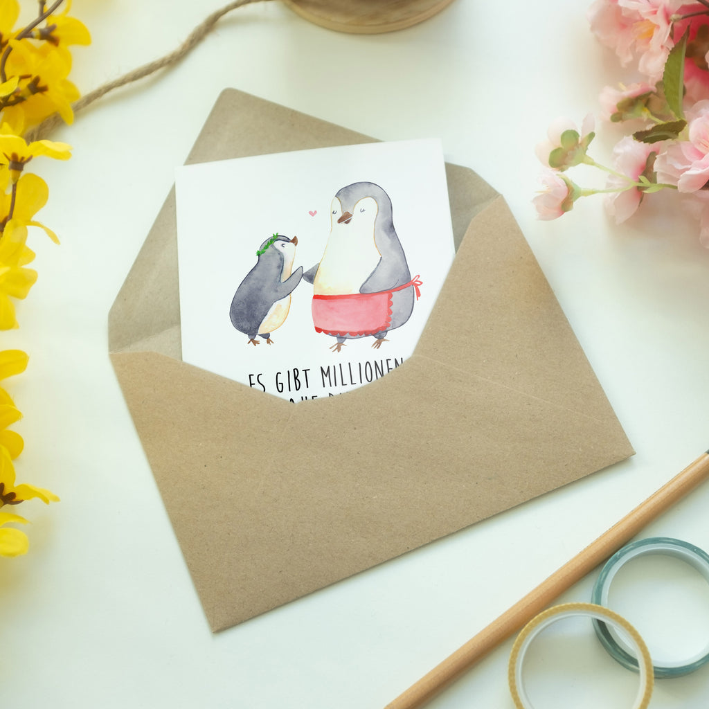 Grußkarte Pinguin mit Kind Klappkarte, Einladungskarte, Glückwunschkarte, Hochzeitskarte, Geburtstagskarte, Karte, Familie, Vatertag, Muttertag, Bruder, Schwester, Mama, Papa, Oma, Opa, Geschenk, Mami, Mutti, Mutter, Geburststag