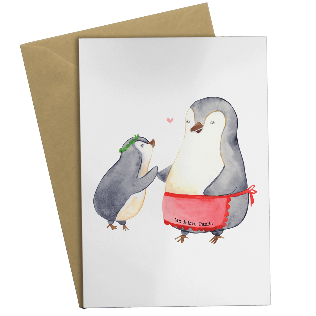 Grußkarte Pinguin mit Kind Klappkarte, Einladungskarte, Glückwunschkarte, Hochzeitskarte, Geburtstagskarte, Karte, Familie, Vatertag, Muttertag, Bruder, Schwester, Mama, Papa, Oma, Opa, Geschenk, Mami, Mutti, Mutter, Geburststag