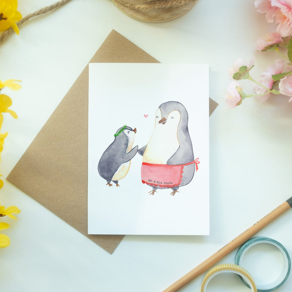 Grußkarte Pinguin mit Kind Klappkarte, Einladungskarte, Glückwunschkarte, Hochzeitskarte, Geburtstagskarte, Karte, Familie, Vatertag, Muttertag, Bruder, Schwester, Mama, Papa, Oma, Opa, Geschenk, Mami, Mutti, Mutter, Geburststag
