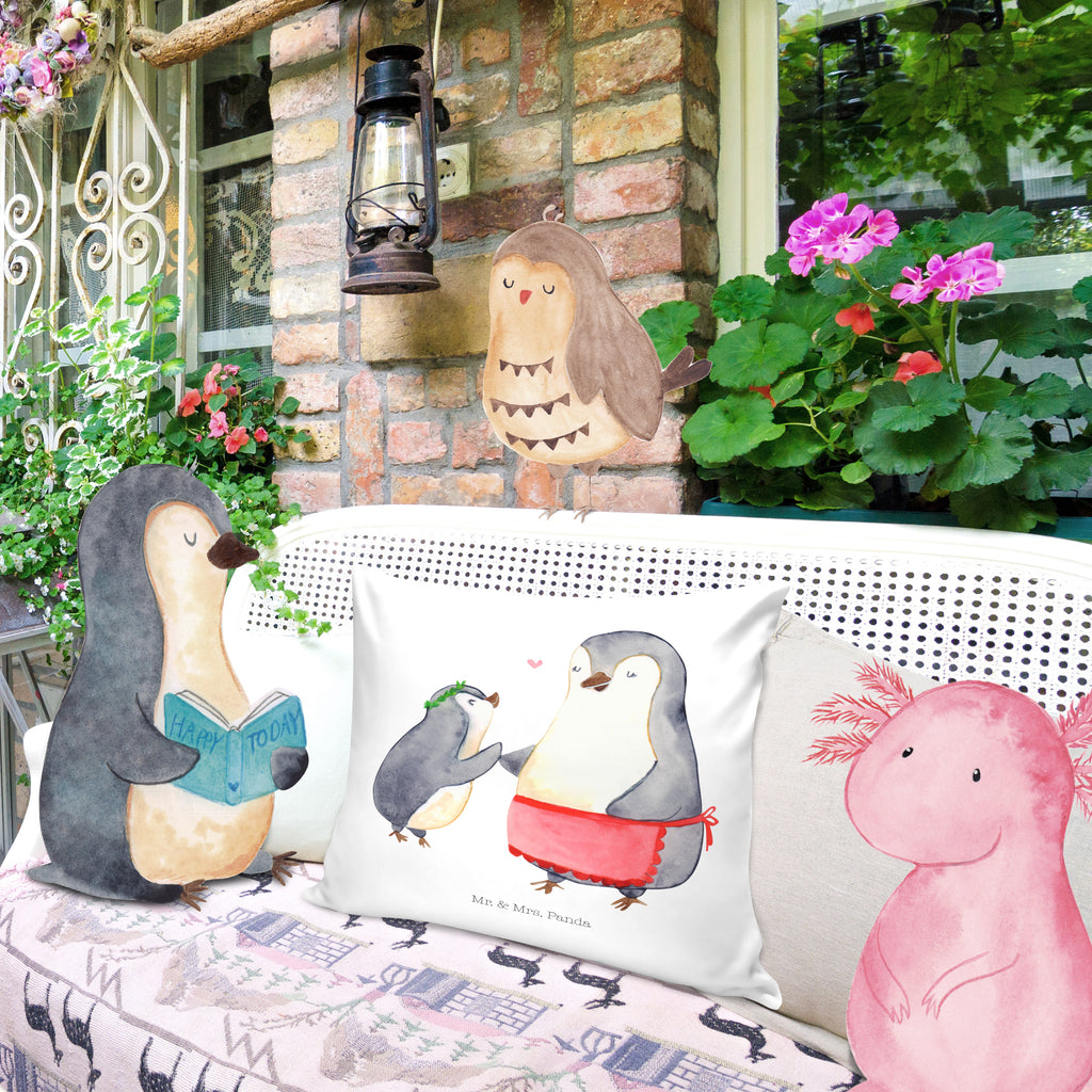 40x40 Kissen Pinguin mit Kind Kissenhülle, Kopfkissen, Sofakissen, Dekokissen, Motivkissen, Familie, Vatertag, Muttertag, Bruder, Schwester, Mama, Papa, Oma, Opa, Geschenk, Mami, Mutti, Mutter, Geburststag