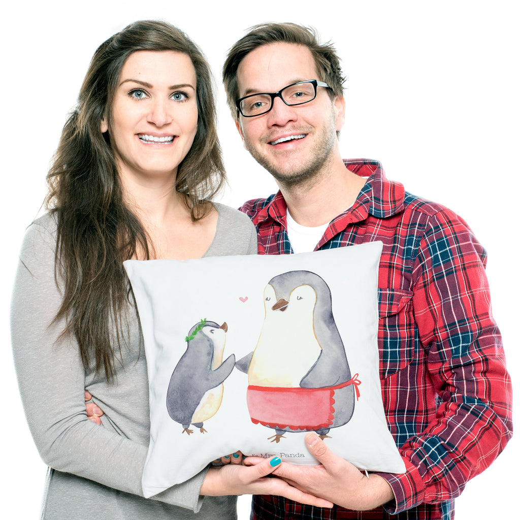 40x40 Kissen Pinguin mit Kind Kissenhülle, Kopfkissen, Sofakissen, Dekokissen, Motivkissen, Familie, Vatertag, Muttertag, Bruder, Schwester, Mama, Papa, Oma, Opa, Geschenk, Mami, Mutti, Mutter, Geburststag
