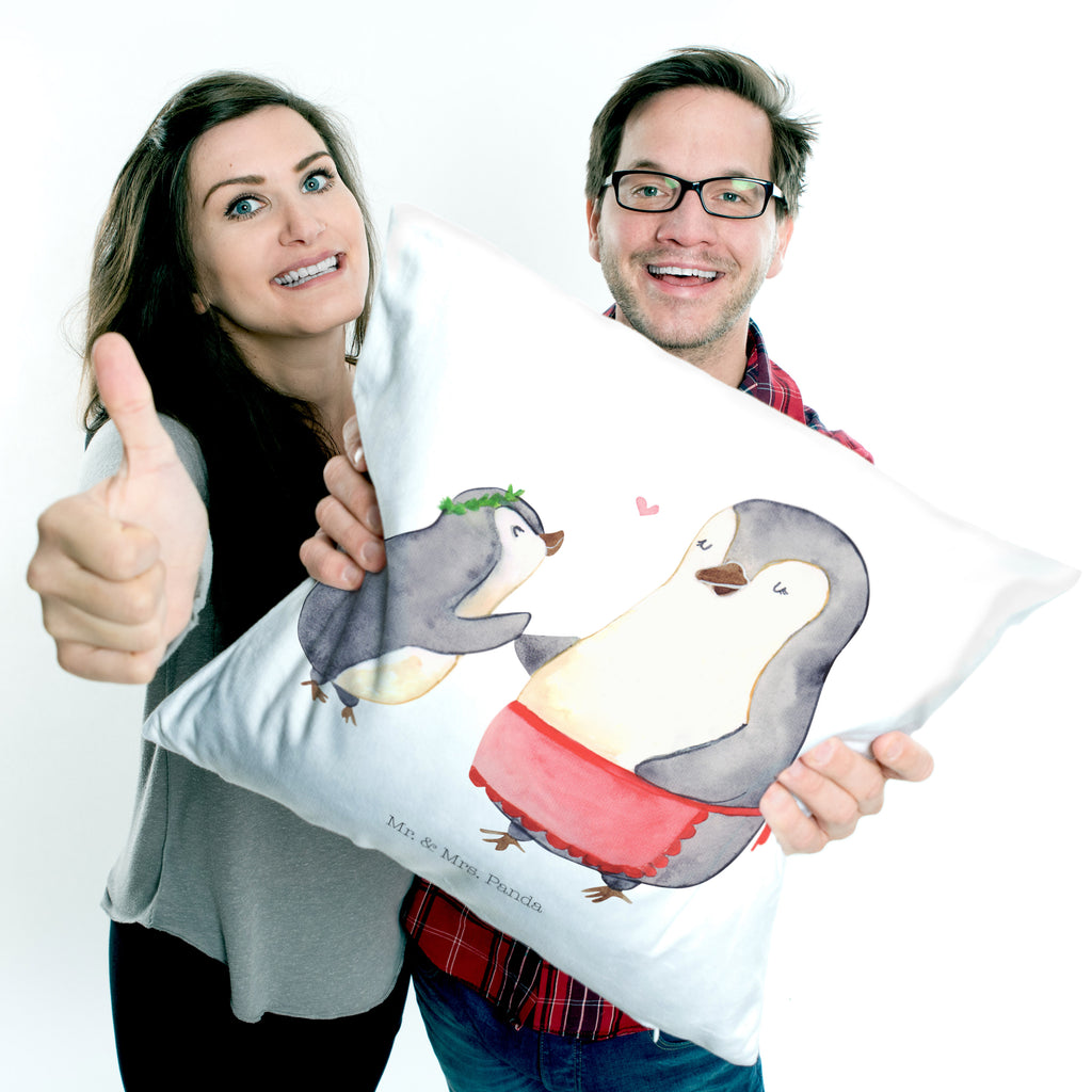 40x40 Kissen Pinguin mit Kind Kissenhülle, Kopfkissen, Sofakissen, Dekokissen, Motivkissen, Familie, Vatertag, Muttertag, Bruder, Schwester, Mama, Papa, Oma, Opa, Geschenk, Mami, Mutti, Mutter, Geburststag