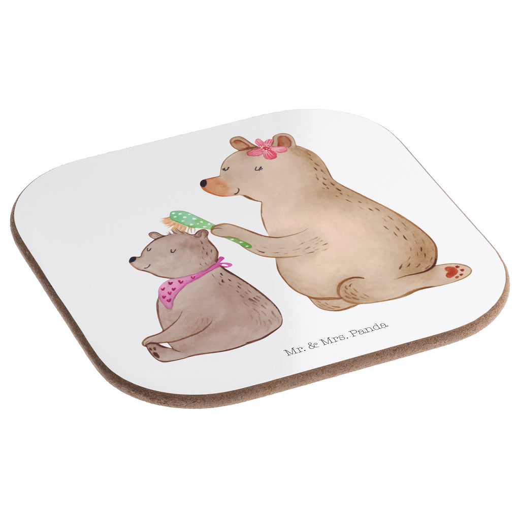 Quadratische Untersetzer Bär mit Kind Bierdeckel, Glasuntersetzer, Untersetzer Gläser, Getränkeuntersetzer, Familie, Vatertag, Muttertag, Bruder, Schwester, Mama, Papa, Oma, Opa, Geschenk, Mutti, Mutter