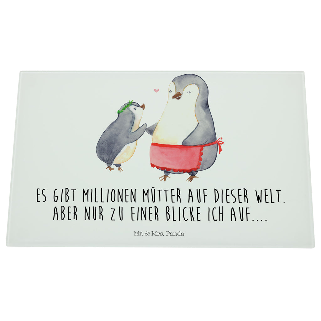 Medium Glas Schneidbrett Pinguin mit Kind Glasschneidebrett, Schneidebrett, Familie, Vatertag, Muttertag, Bruder, Schwester, Mama, Papa, Oma, Opa, Geschenk, Mami, Mutti, Mutter, Geburststag