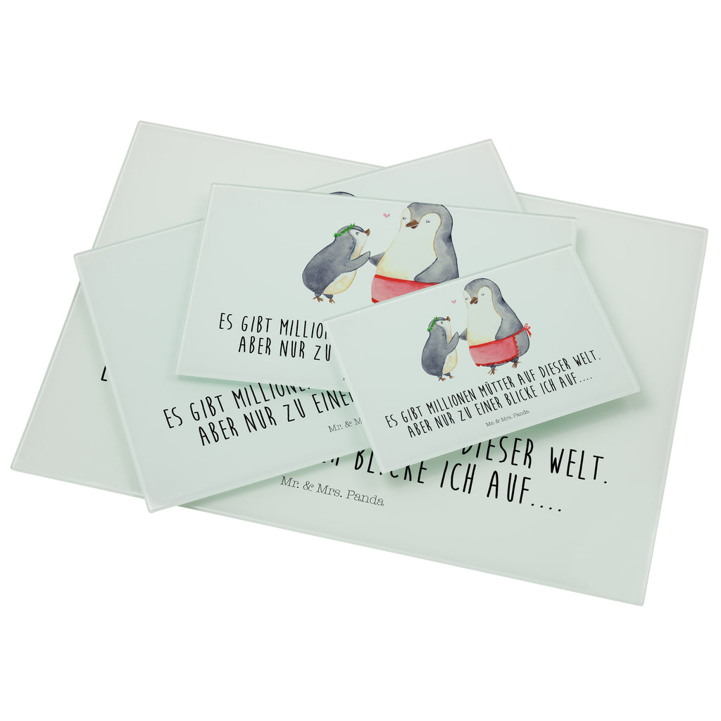 Medium Glas Schneidbrett Pinguin mit Kind Glasschneidebrett, Schneidebrett, Familie, Vatertag, Muttertag, Bruder, Schwester, Mama, Papa, Oma, Opa, Geschenk, Mami, Mutti, Mutter, Geburststag